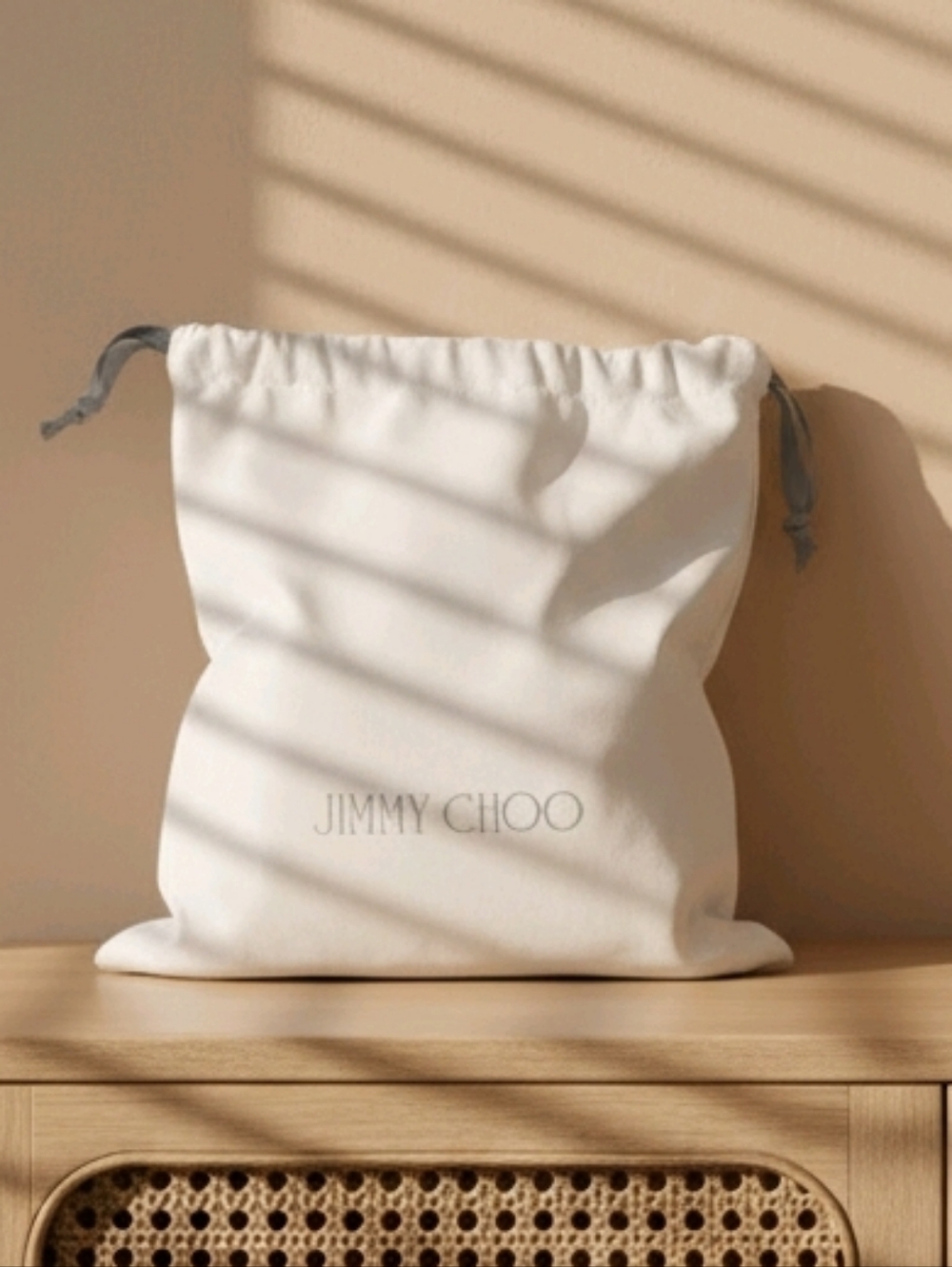Jimmy Choo White Logo Drawstring Pouch Dust Bag 14" X 11.5"